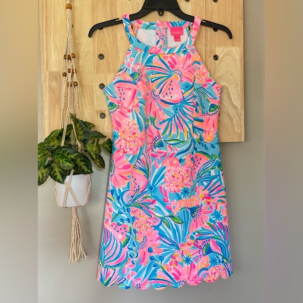 Lilly Pulitzer Girls Dress Sophelia Shift Tropical Punch Size 14 Women’s XS NWOT